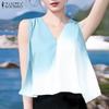 ZANZEA Dámské ležérní letní bez rukávů s výstřihem do V, gradientní vestičky