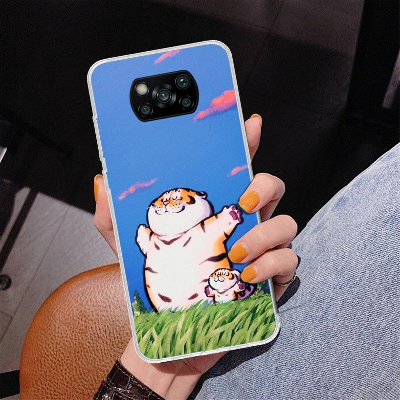 Cartoon Fat Tiger Phone Case For Xiaomi Poco X7 X6 X5 Pro F7 Ultra Redmi 15C 15 13C 13 12C 12 10 10A 10C 9 9A 9C 9T Cover Poco X