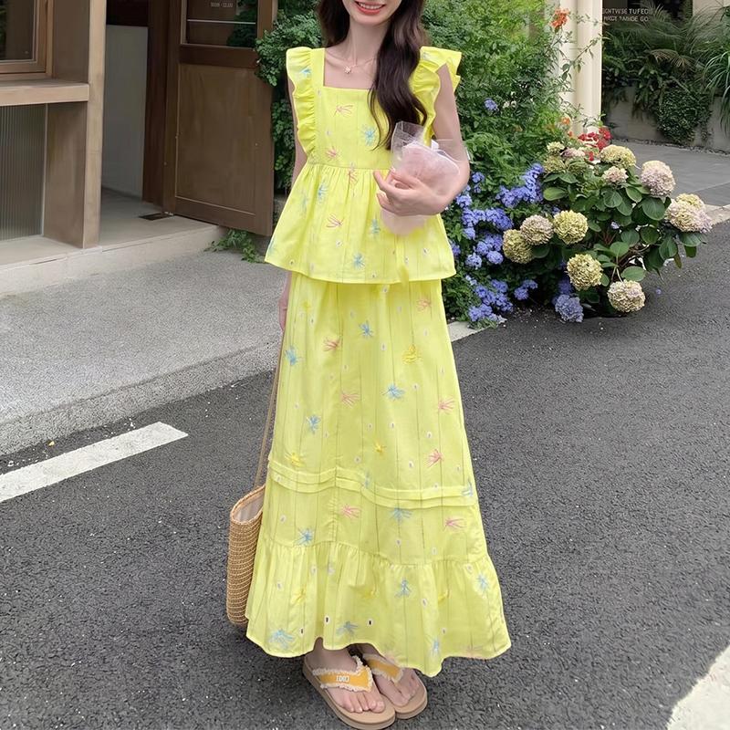 ZANZEA Women Sleeveless Tank Tops and Long Skirts Casual Two Piece Suit Sets