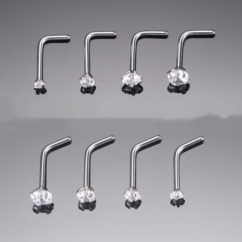 

925 Silver Nose Stud Small Diamond with Holes Piercing Jewelry European and American Personalized Small Ear Nails with Diamonds Small Ear Bone Stud 2 Pieces of 2.0mm Zircon