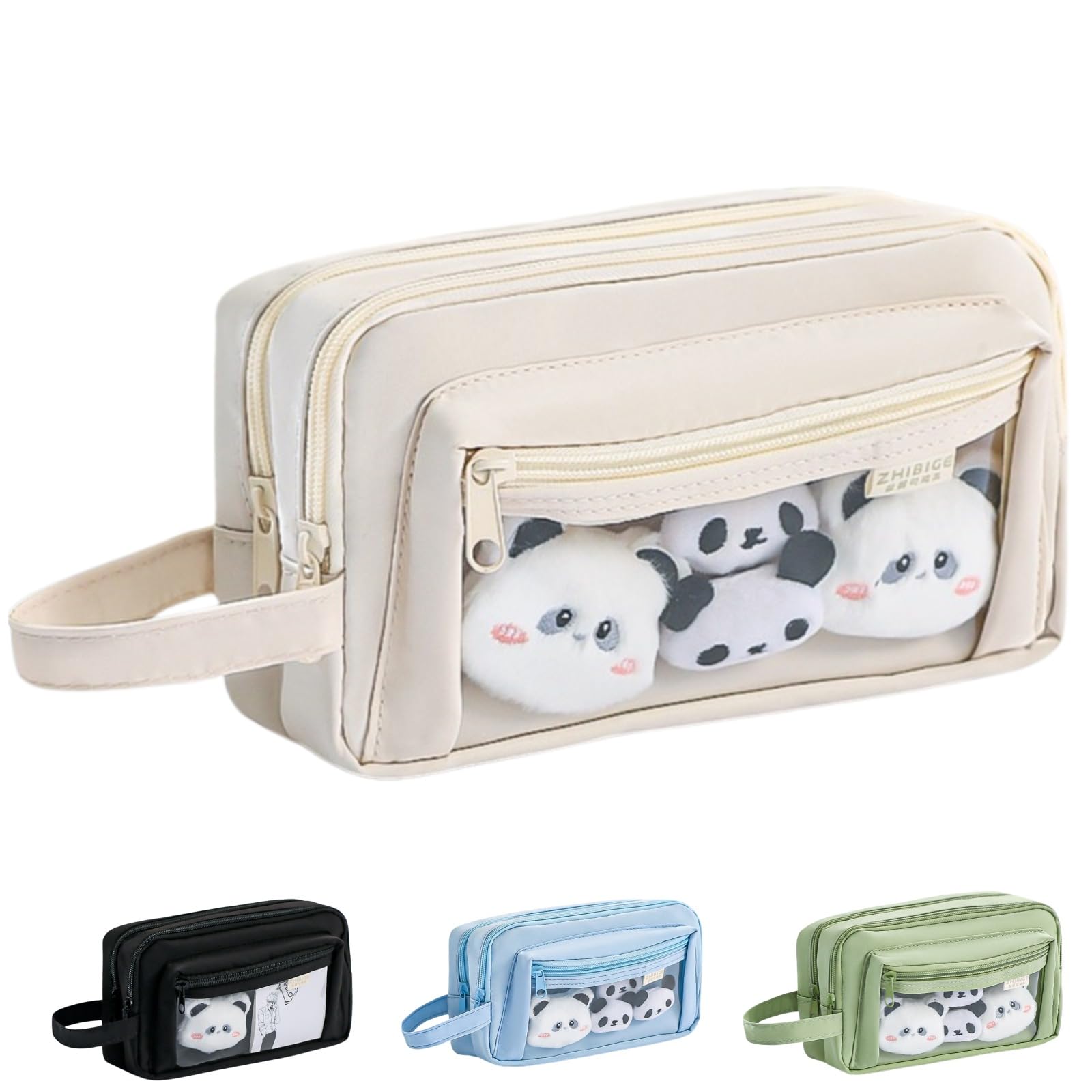 Letics Большая вместимость Стильный прозрачный пенал для средней и старшей школы Корейский пенал-конструктор, для девочек, Стильный, Многофункциональный, бежевый