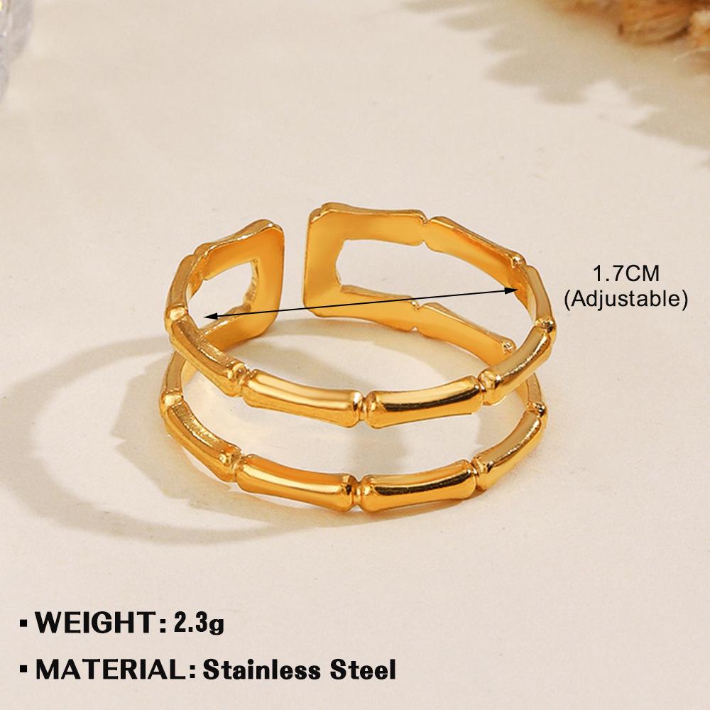 European & American Fashion Stainless Steel Heart-Shaped Geometric Ring - French Retro Style