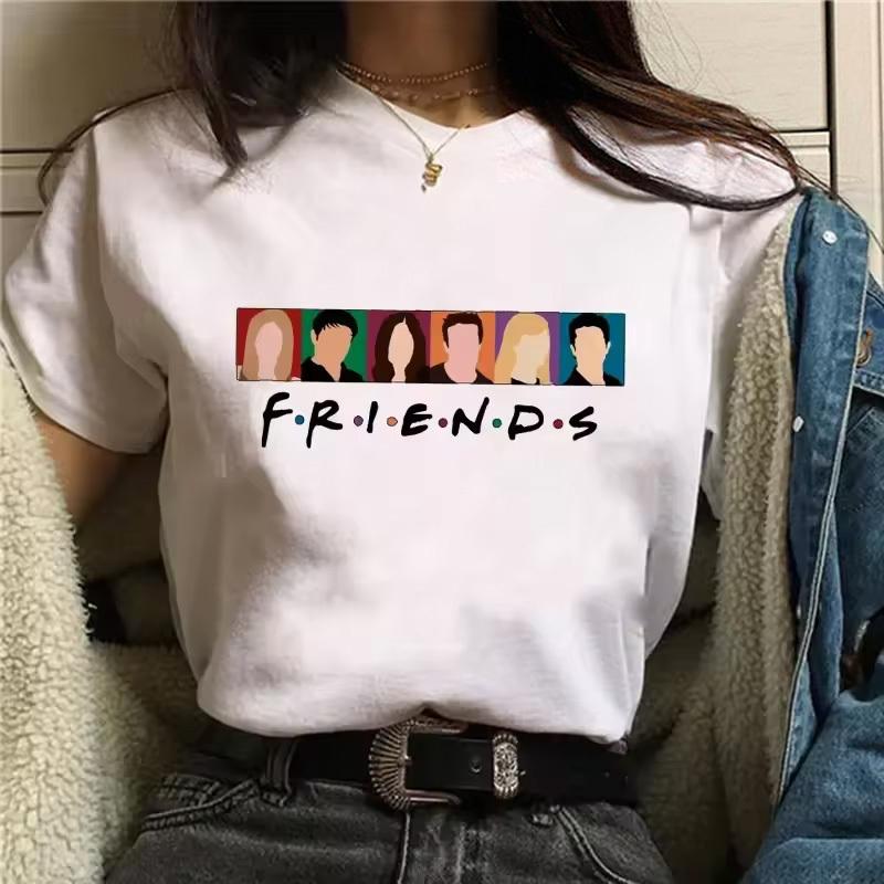 Friends Tv Shirt Women Vintage 2000s Graphic Trendy Breathable Graphic Harajuku Hip Hop University Anime Aesthetic Pop Culture