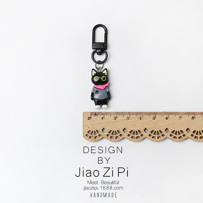Trendy Funny Street Cat Keychain Creative Bag Jewelry Pendant Personalized Cartoon All-match Daily Accessories
