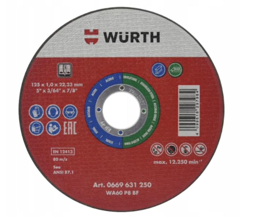 Tarcza Do Cięcia Metalu Stali 125X1.0 Mm Wurth