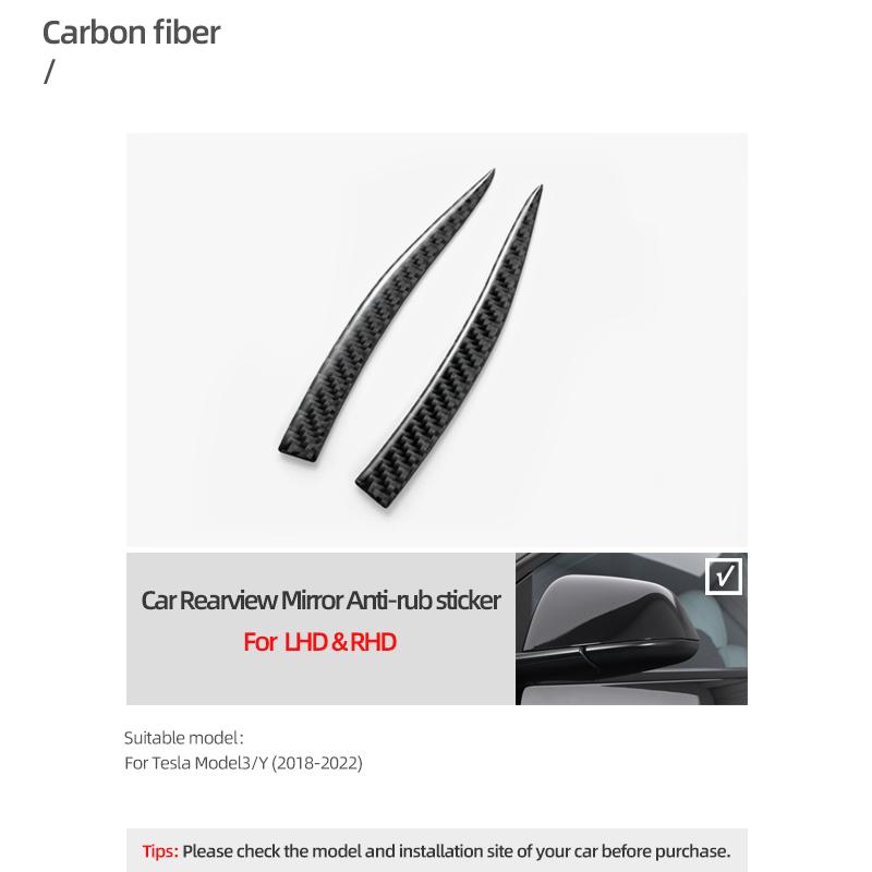 For Tesla Model 3 Model Y Carbon Fiber Anti-collision Bumper Mirror Anti-Rub Strips Protector Sticker Decorative 
