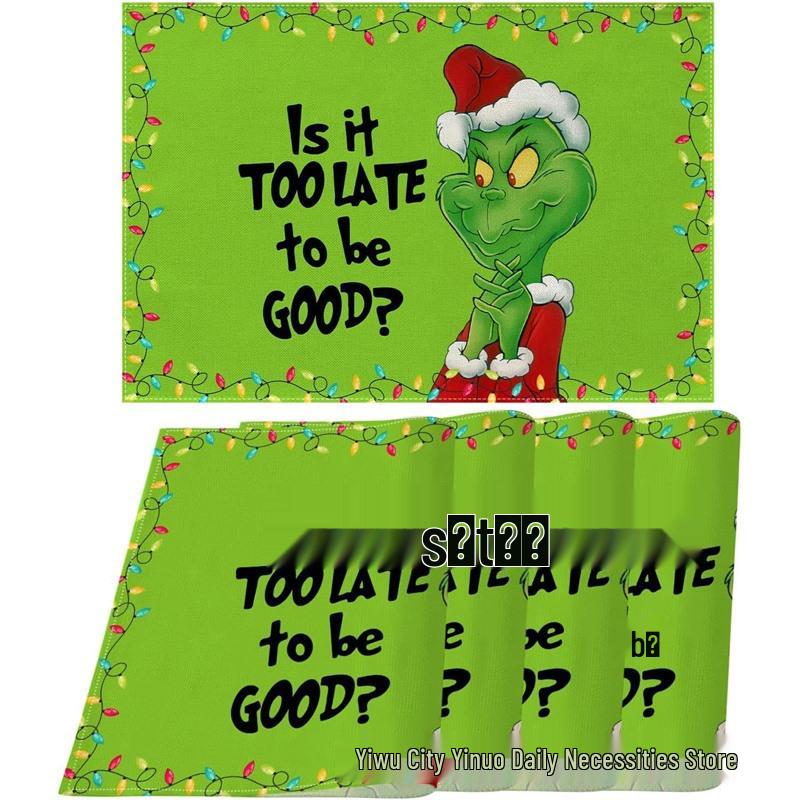 Christmas Snowman & Snowflake Plaid Insulated Placemat - Festive Table Decoration