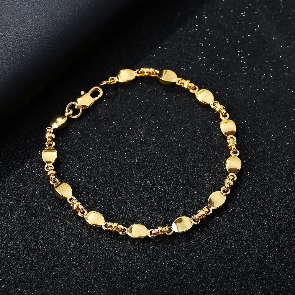 Wind-Plated 18K Gold Bracelet, Simple Fashion Ingot Necklace, Trendy And Cool Personality Light Luxury Jewelry