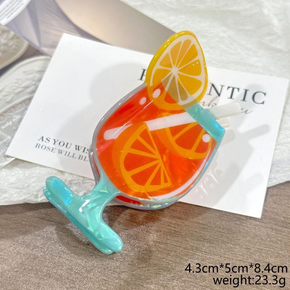 Cocktail Theme Hair Claw Large Shark Clip Casual Grasping Clip Women Hair Accessories