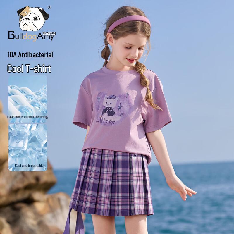 CHANZUIGOU Girls  Antibacterial Cooling Kitten Print T-shirt 130 cm