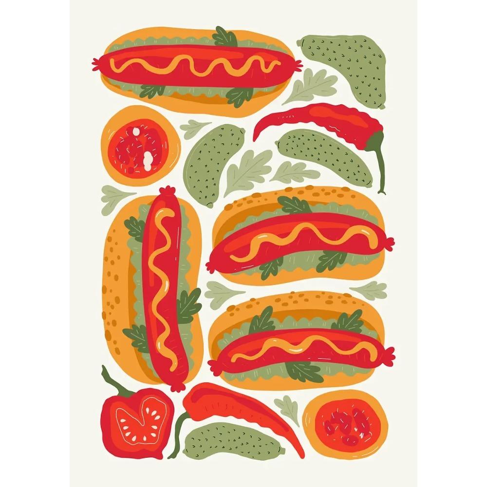 Minimalism Foods Posters Delicious Oyster Pink Ramen Bowl Shrimp Hot Dog Prints Canvas Painting Wall Pictures Home Kitchen Decor