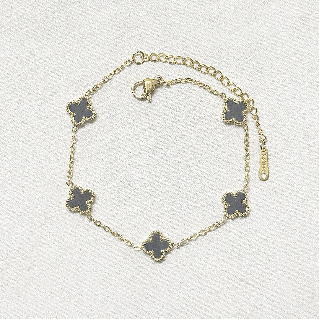 Мини-браслет из титановой стали в виде четырехлистника 9 мм Классический модный высококачественный женский браслет