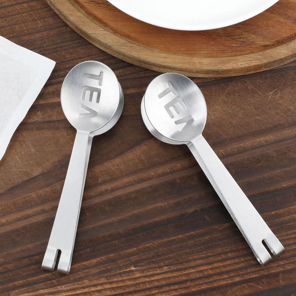 2pcs Tea Bag Squeezer, Stainless Steel Tea Spoon for Loose Tea Ice Sugar Cubes Tea Spoon Tea Strainers Tea Tongs Clip on Strainer Tea Accessories for