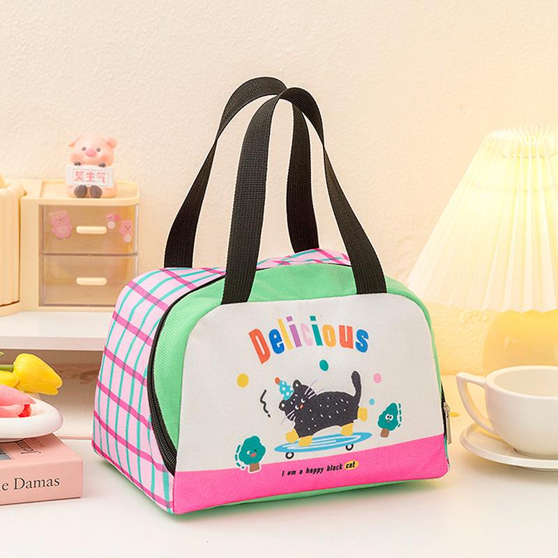 Cartoon Cute Fresh Cooler Lunch Bag For Children Aluminum Thermal Oxford Lunch Box Waterproof Nylon Portable Zipper Food Hangbag