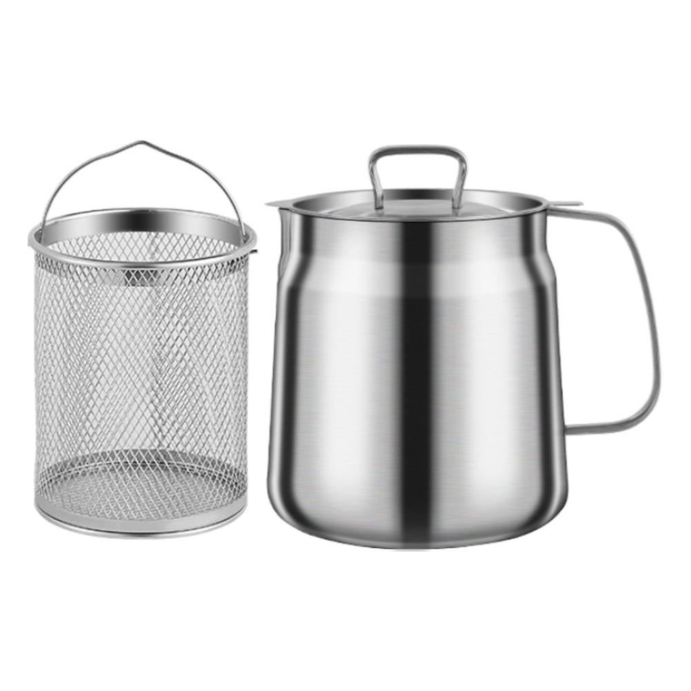 1200ML French Fries Fryer with Strainer Basket Multipurpose Fries Fryer 304 Stainless Steel Kitchen Cooking Tools