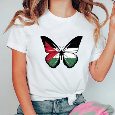 Vintage Butterfly Grafisch T-shirt Activist Shirt Dit Is Geen Watermeloen Merch Vrouwen Korte Mouwen Top Mensenrechten Tee