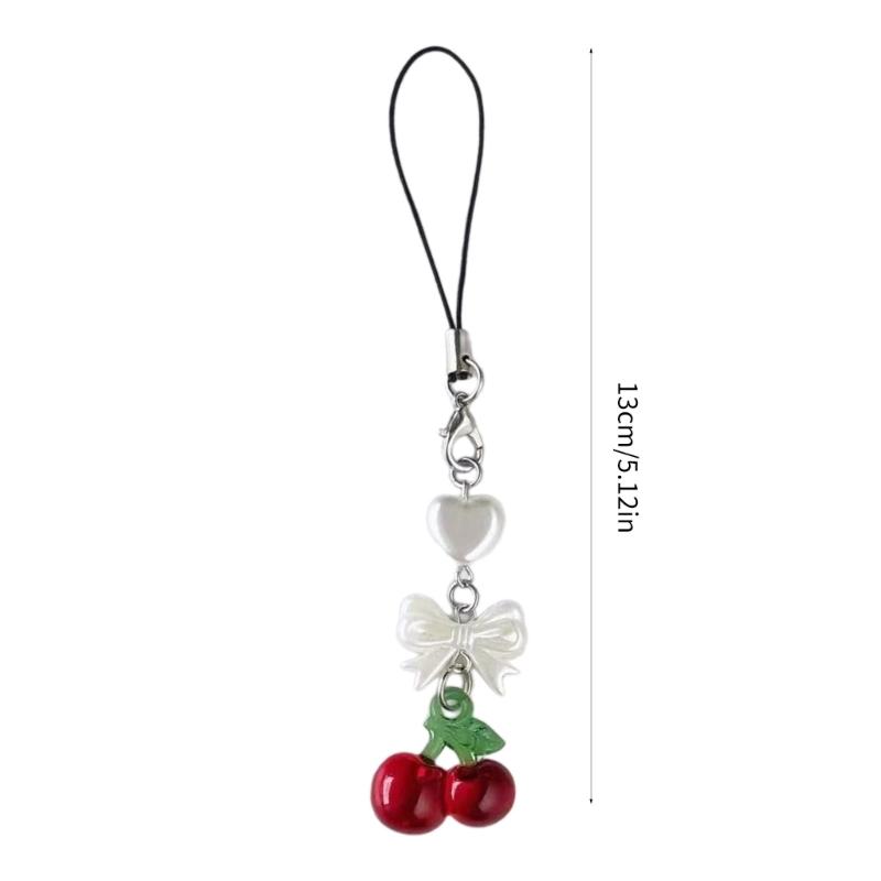 Strawberry Pendant Keychain Delicate Fruit Pendant Keyring Mobile Phone Pendant Strap Lanyard DIY Backpack