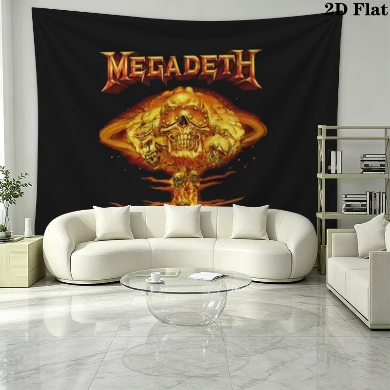 Megadeth Wall Tapestry Aesthetic Wall Hanging Printed Fabric Blanket Decorative Tapestries for Bedroom Living Room Home Decor