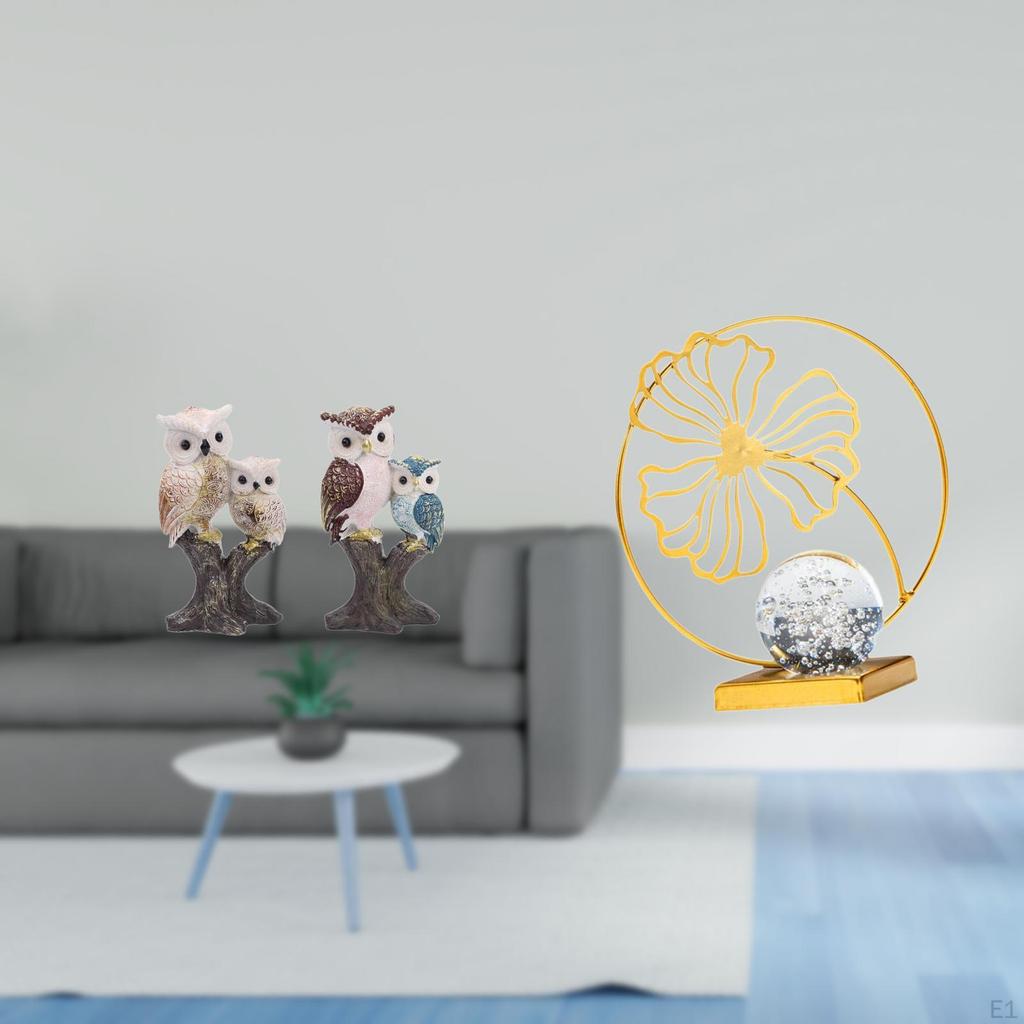 Owl Sculpture Figurine Realistic Animal And Nature Decorative Ornament for Office Living Room