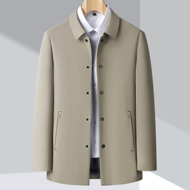 High-End Maulbeerseide Jacke Herren Frühling und Herbst Mittleren Alters Revers Bequeme Jacke Business Locker Senior Lässig Papa Oberteil