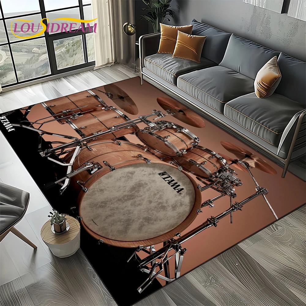 3D Music Instruments Drum Kit Drum Set Carpet Rug for Living Room Bedroom Home Sofa Decoration,Kids Area Rug Non-slip Floor Mat