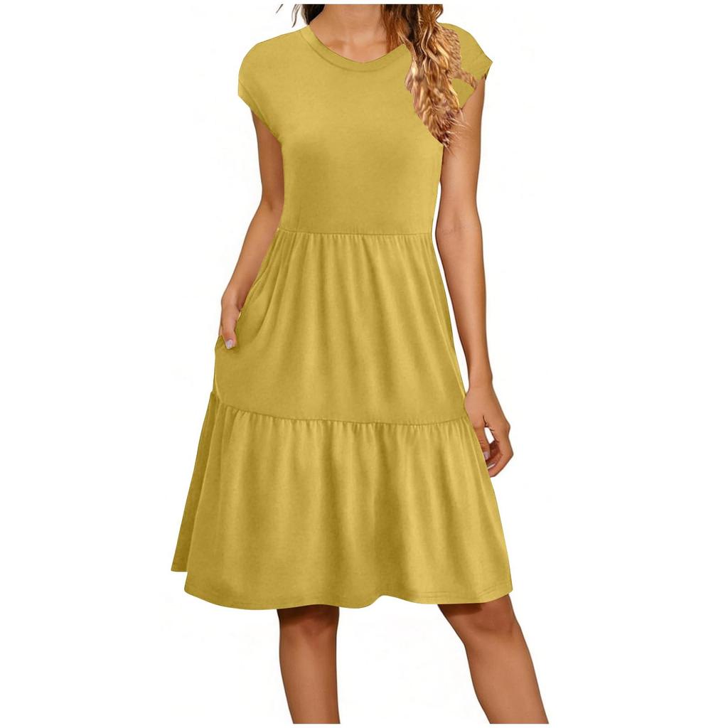 Women's Summer Fashion Sleeveless Round Neck Loose Patchwork Casual Dress
