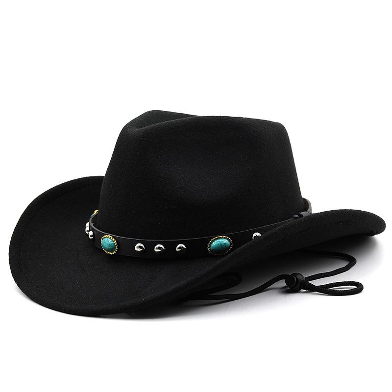 Cappelli da cowboy europei e americani delle regioni occidentali, cappelli a cilindro in lana alla moda maschile e femminile, cappelli da cowboy tibetani in stile etnico