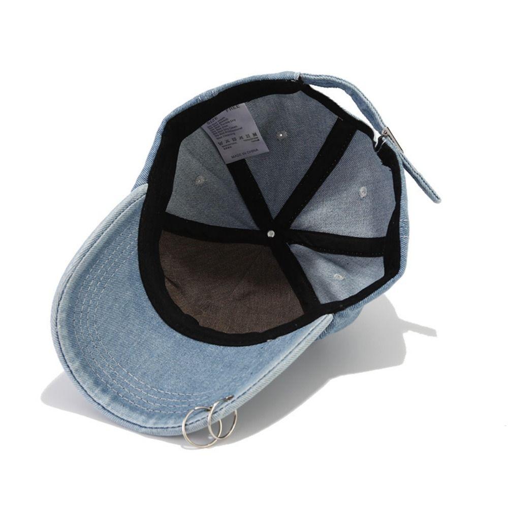 Hip Hop Ripped Denim Baseball Hat Creative Sunshade Hat Casual Iron Ring Baseball Cap Men