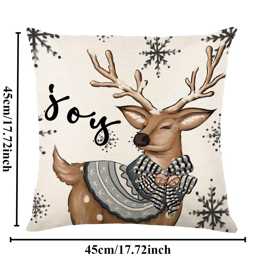 Christmas Pillow Cover Christmas Tree Elk Snowman Printed Cushion Cover Decorative Cushion Holiday Gift