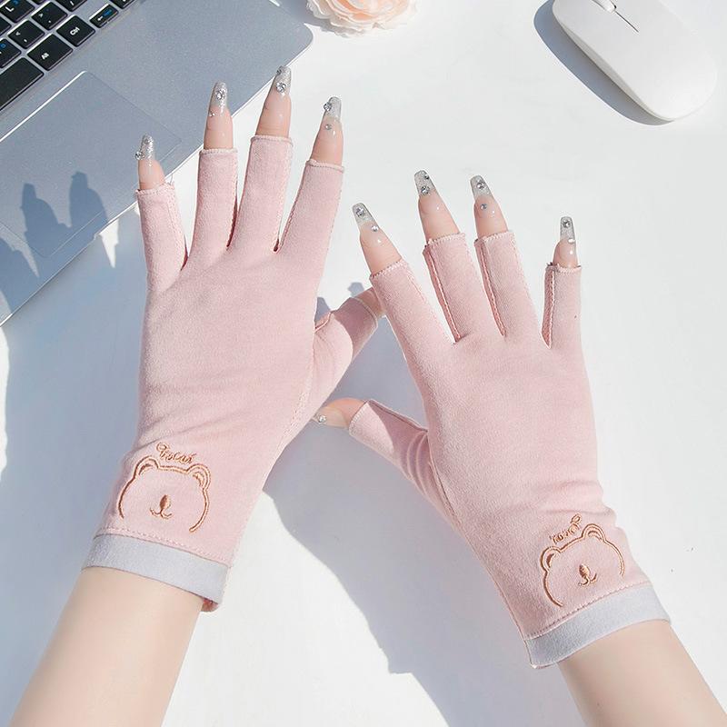 Women’s Cotton Gloves, UV Protection Breathable Thin Summer Gloves, Anti-Slip Driving Cycling Gardening Gloves