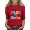 Kids Casual Printed Round Neck 3/4 Sleeve Top for Back To School