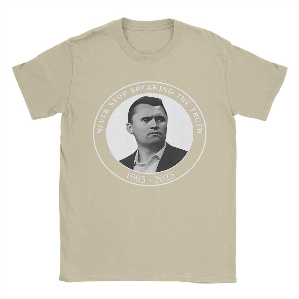 Men's T-Shirt Charlie Kirk Funny Pure Cotton Tees Short Sleeve  T Shirt Round Neck Clothes Graphic