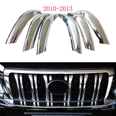Chrome ABS Front Net Grille Trim Cover Decoration Frame Accessories for Toyota Land Cruiser Prado 150 2010 2011 2012 2013