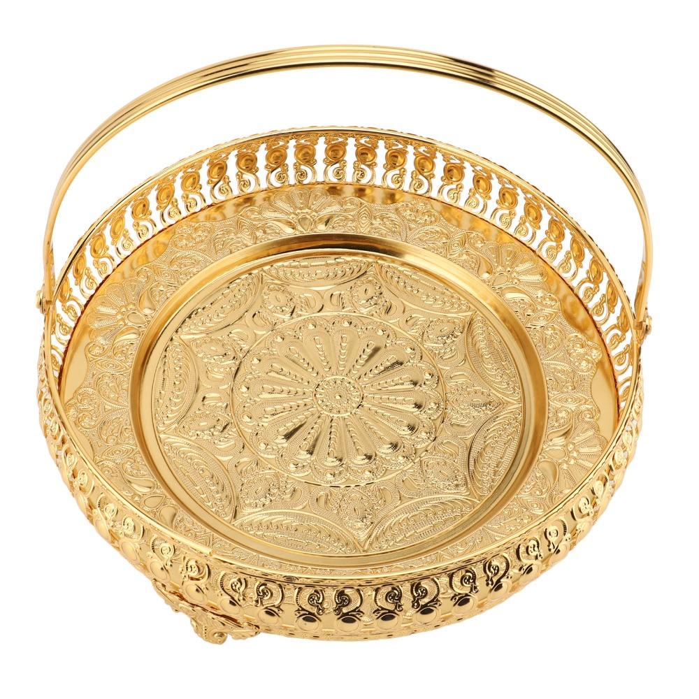 Alloy Dessert Plate Round Cake Plate Platters Fruit Tray Living Room
