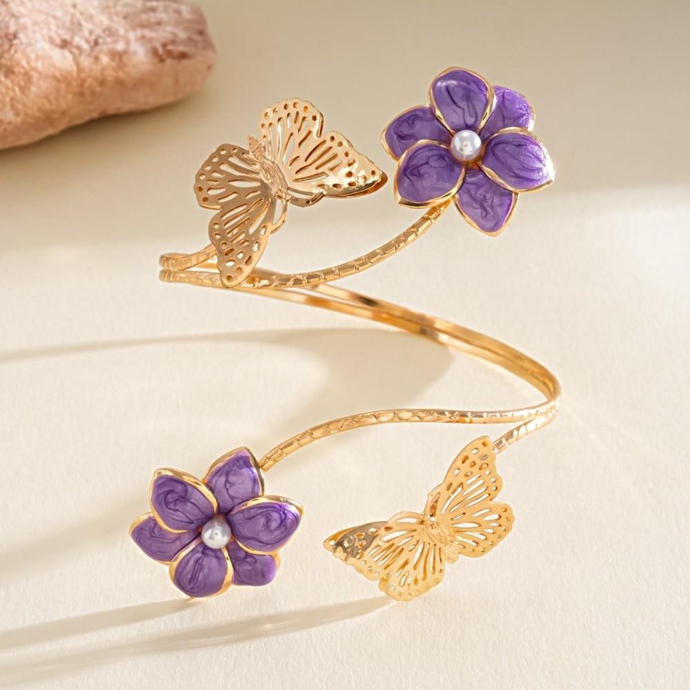 Iron Flower Butterfly Arm Cuff Twist Line Wide Open Arm Cuff Fashion Bohemian Bracelet Women