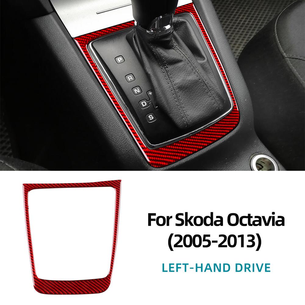 Moldura Exterior de Fibra de Carbono Suave Real para Consola de Palanca de Cambios Para Skoda Octavia 1z3 1z5 A5 2005 2006 2007 2008 2009 2010 2011 2012 2013