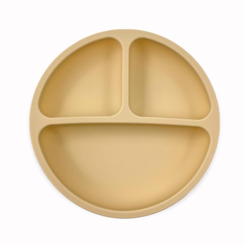Cross-Border Silicone Baby Dinner Set - Non-Odor, Heat-Resistant, Food-Grade Suction Plate with Compartments.
