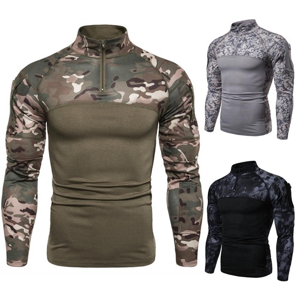 Men's Tactical Camouflage Athletic T-shirts Long Sleeve Men Tactical Military Clothing Combat Shirt Assault ArmyCostume