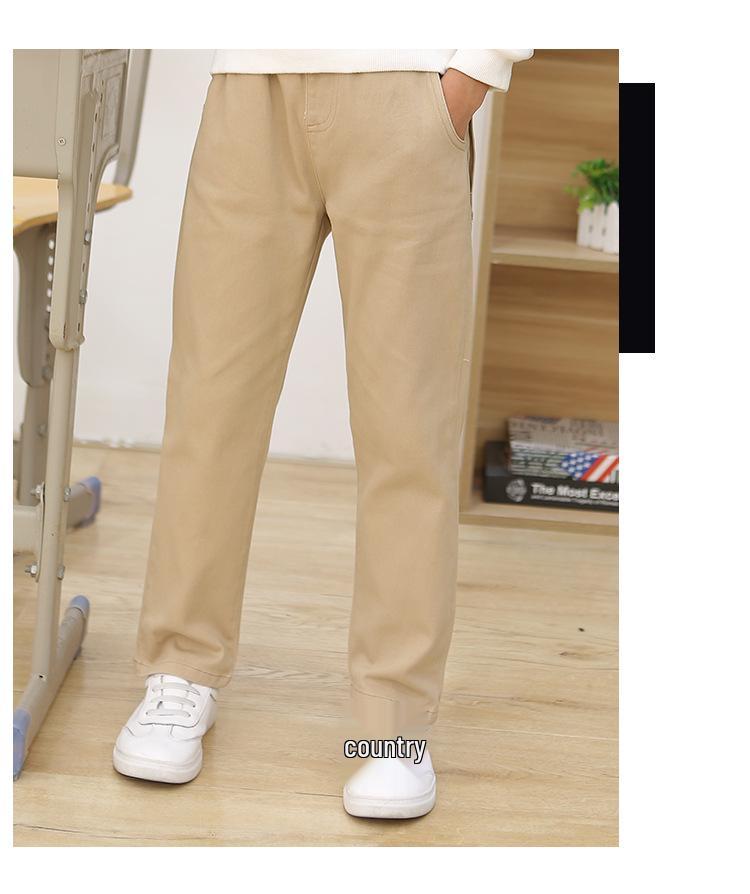 Khaki School Uniform Pants for Primary and Middle School: Boys' Spring/Autumn Cotton Casual Pants & Girls' Stretch Cotton Long Pants
