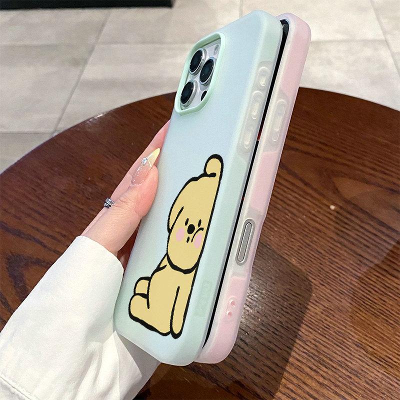 Patterned Matte Frosted Skin Feel Casing PC+TPU 2in1 Tired Dog Printed Protective Cover Soft Back Case