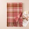 Womens Plaid Scarf Winter Thick Warm Knitted Shawl