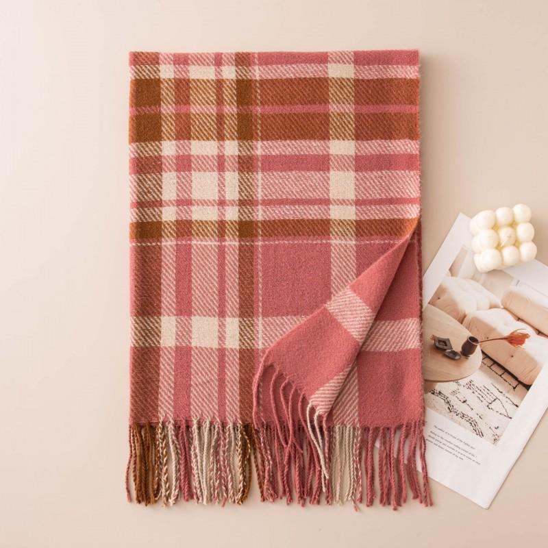 Womens Plaid Scarf Winter Thick Warm Knitted Shawl