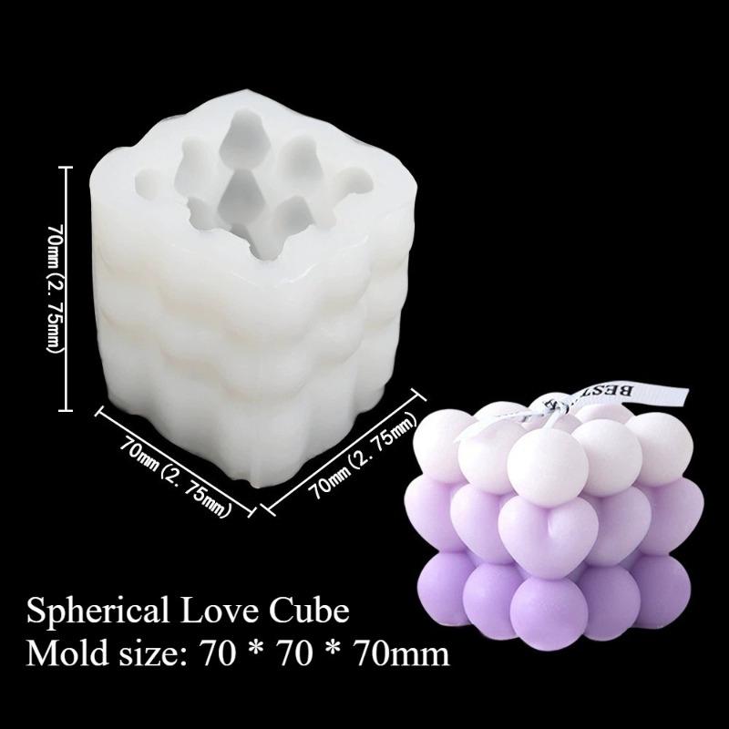 3D Cube Silicone Candle Mold DIY Crystal Epoxy Mould Small Round Ball Soap Molds Candle Making Tool Handcraft Decor Supplies
