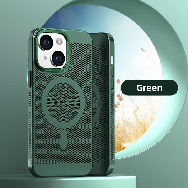 Metalen Lensbescherming Ademend Gaas Magnetisch Magsafe Draadloos Opladen Harde Telefoonhoes Voor Iphone 11 12 13 14 Pro Max Cover