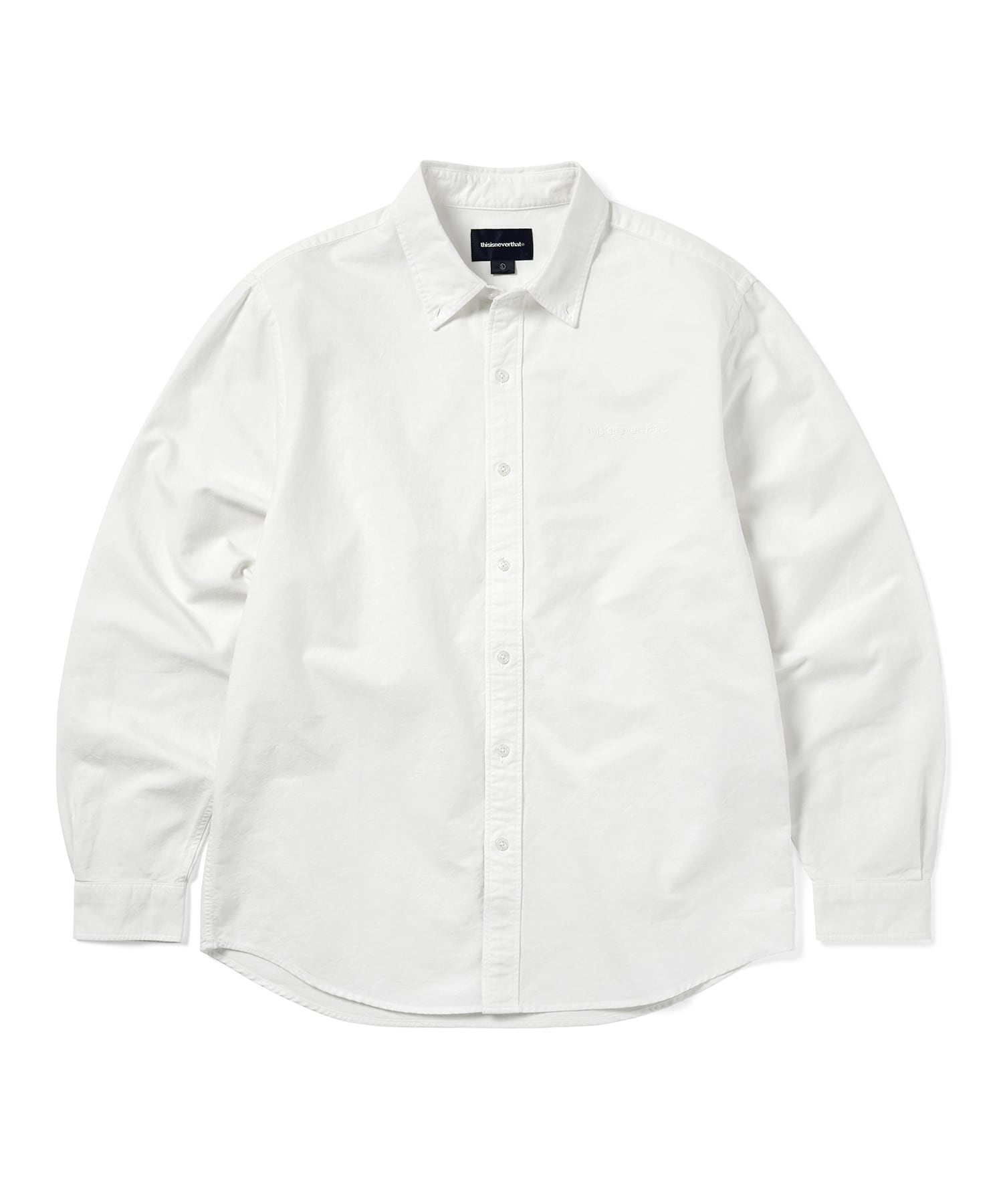 This Is Never That Overdyed T-Logo Oxford Shirt White S