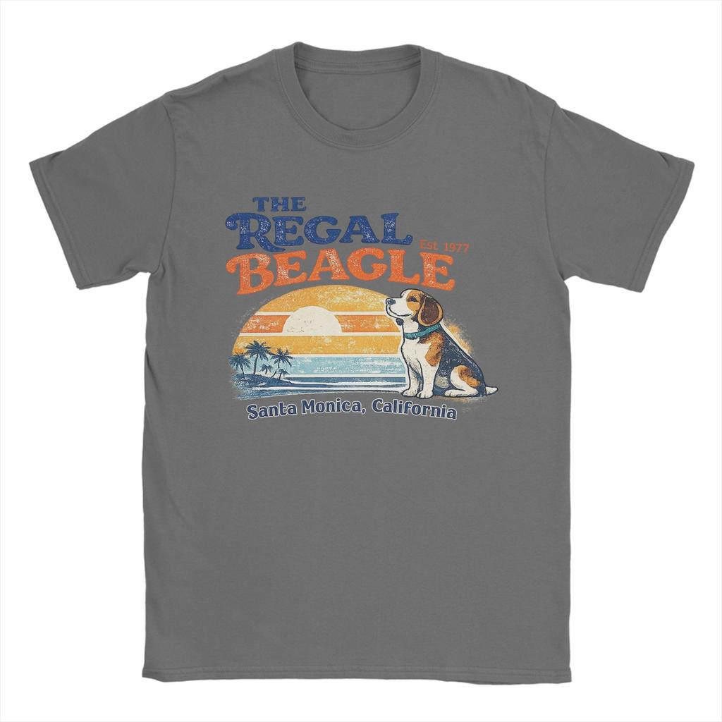 Vintage the Regal Beagle Est 1977 Santa Monica Kalifornien Herren T-Shirts Lässige T-Shirts Kurzarm O-Ausschnitt T-Shirt Baumwolle Einzigartig