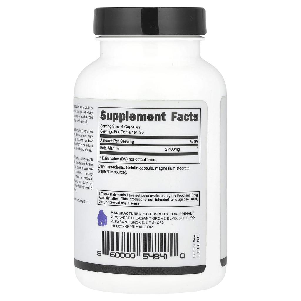 Beta Alanine, 120 Capsules (850Mg per Capsule)