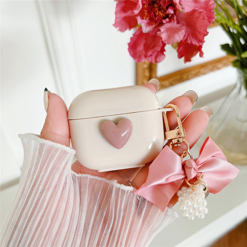Compatible with Apple AirPods 1st Generation Bluetooth Earphone Protective Case, Pro1 Heart Bow Apple Earphone Case