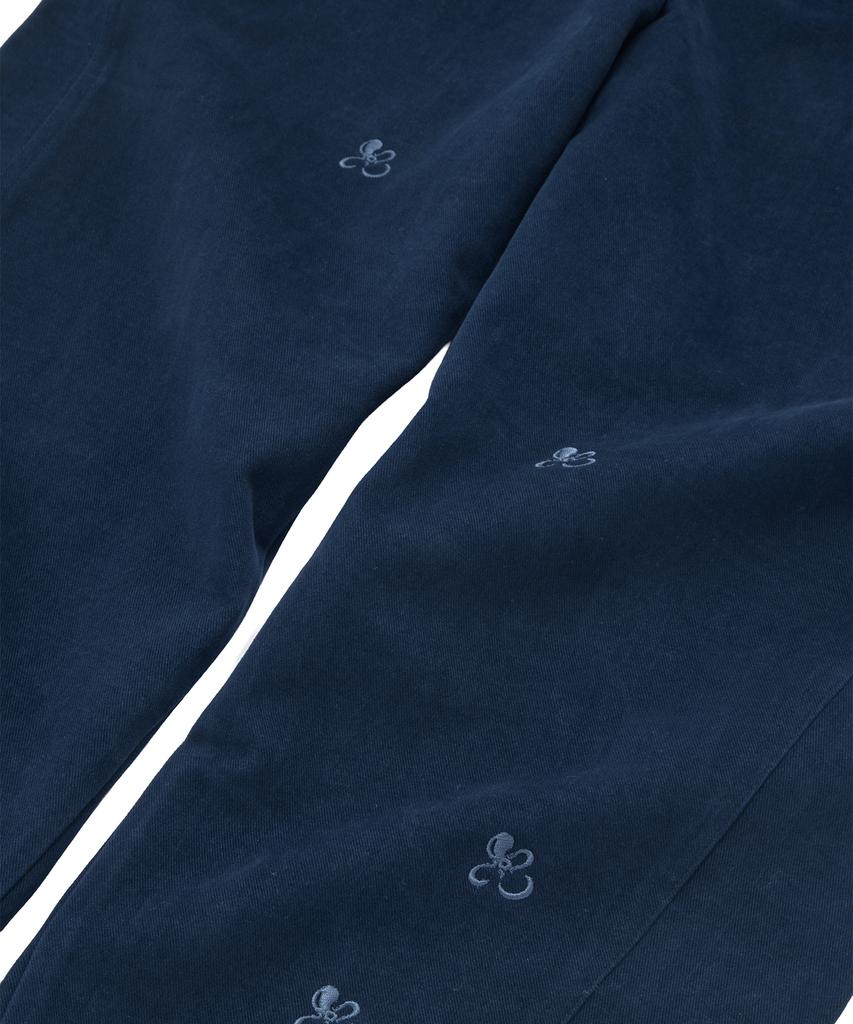 Kkotte Tiny Blossom Barrel Leg Pants (Navy)