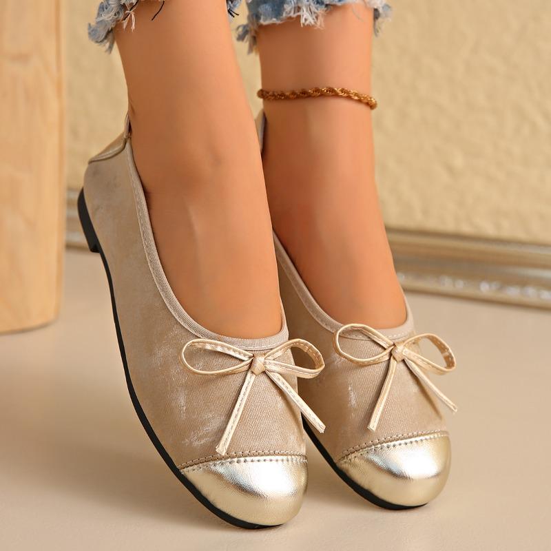 Płaskie buty jesienne nowe z okrągłym noskiem z płytkim wycięciem kokardą i miękką podeszwą antypoślizgową odporną na ścieranie buty z niską cholewką